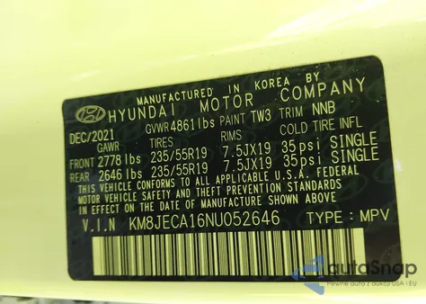 2022 Hyundai Tucson Hybrid Limited from USA, damaged, VIN KM8JECA16NU052646